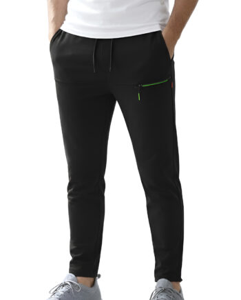Men's Sports Track Pants with Zipper Pocket – Slim Fit Gym & Running Joggers